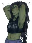  3:4 ? abs breasts female microkumo muscular muscular_female orc profanity simple_background small_breasts text tusks vamii&#039;ra white_background 