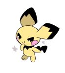  2019 ambiguous_gender baby_pok&eacute;mon black_nose dipstick_ears hi_res kuroorcas multicolored_ears naughty_face nintendo pichu pok&eacute;mon pok&eacute;mon_(species) simple_background smile solo video_games white_background yellow_body 