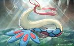  2020 banned_artist commentary creature full_body gen_3_pokemon looking_at_viewer milotic no_humans pokemon pokemon_(creature) signature solo suiiro sunlight 