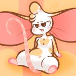  1:1 big_ears blush breasts female feral fur low_res mammal mouse mouse_tail murid murine rodent shoaine shountar signature simple_background small_breasts small_nose solo tongue tongue_out white_body white_fur wiskers 