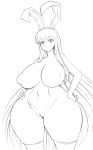  animal_humanoid big_breasts black_and_white breasts clothing curvaceous curvy_figure female genitals hair hands_on_hips hi_res huge_breasts humanoid jadf lagomorph lagomorph_humanoid legwear leporid_humanoid light_skin long_ears long_hair looking_at_viewer mammal mammal_humanoid monochrome mostly_nude navel nipples pussy rabbit_humanoid reisen_udongein_inaba simple_background smile solo standing thick_thighs touhou video_games voluptuous white_background white_hair wide_hips 