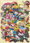  6+boys 6+girls :d ;) ash-greninja bird black_eyes blonde_hair blue_eyes braixen brother_and_sister brown_hair chespin closed_mouth commentary_request copyright_name creature crossed_arms diancie dual_persona eye_contact gen_1_pokemon gen_6_pokemon gen_7_pokemon green_eyes greninja hat highres holding holding_poke_ball holding_stick hoopa hoopa_(confined) long_hair looking_at_another magearna magearna_(normal) meowth multiple_boys multiple_girls mythical_pokemon one_eye_closed open_mouth pancham pikachu platane_(pokemon) poke_ball poke_ball_(generic) pokemon pokemon_(anime) pokemon_(creature) pokemon_xy_(anime) satoshi_(pokemon) serena_(pokemon) short_hair siblings simple_background smile stick sunglasses sylveon twintails ukata volcanion yellow_background 