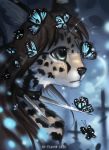  2020 arthropod black_nose brown_hair butterfly digital_media_(artwork) felid feline female feral flashw fur group hair headshot_portrait insect lepidopteran mammal portrait serval spots spotted_body spotted_fur yellow_body yellow_fur 