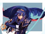  1girl blue_eyes blue_hair cape fire_emblem fire_emblem_awakening highres holding holding_sword holding_weapon looking_to_the_side looking_up lucina_(fire_emblem) mpka_yt slashing solo sword weapon 