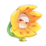  1:1 2019 ambiguous_gender annoyed blush elemental_creature embarrassed flora_fauna flower flowey_the_flower green_body half-closed_eyes hyeing02 living_flower narrowed_eyes not_furry plant simple_background solo undertale video_games white_background yellow_body 
