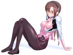  1girl bodysuit breasts brown_hair closed_mouth evangelion:_2.0_you_can_(not)_advance glasses hairband long_hair looking_at_viewer makinami_mari_illustrious neon_genesis_evangelion pink_bodysuit plugsuit rebuild_of_evangelion simple_background smile solo takemaru08 twintails white_background 