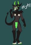  absurd_res anthro bandage canid canid_demon claws demon furryafoxy genitals hellhound hi_res male mammal paws penis solo 