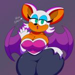  1:1 3barts absurd_res anthro big_breasts big_ears breasts chiropteran eyelashes eyeshadow female green_eyes hi_res makeup mammal membrane_(anatomy) membranous_wings rouge_the_bat solo sonic_the_hedgehog_(series) thick_thighs wings 