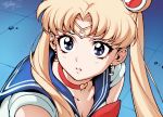  1girl 2020 bangs bishoujo_senshi_sailor_moon blonde_hair blue_sailor_collar bow bowtie choker circlet crescent crescent_earrings derivative_work earrings fishine heart heart_choker highres jewelry meme parted_bangs red_choker sailor_collar sailor_moon sailor_moon_redraw_challenge sailor_senshi_uniform screencap_redraw signature tsukino_usagi upper_body 