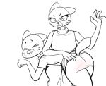  2020 anthro bottomless butt cartoon_network clothed clothing daughter domestic_cat duo eyes_closed felid feline felis female female/female hi_res mammal mary_senicourt mother mother_and_child mother_and_daughter nicole_watterson on_lap parent parent_and_child raised_clothing raised_skirt simple_background spank_marks spanking the_amazing_world_of_gumball white_background zambs 