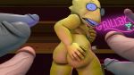  16:9 3d_(artwork) alphys anthro belly breast_grab breasts butt butt_grab digital_media_(artwork) eyewear female genitals glasses grey_body grey_skin group hand_on_breast hand_on_butt hi_res humanoid_genitalia humanoid_penis looking_at_another looking_back male male/female multi_genitalia nude overweight overweight_female penis reptile scalie scared shocked small_pupils source_filmmaker surprise terezifaps undertale unknown_species video_games widescreen yellow_body 
