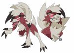  2016 ambiguous_gender anthro black_claws bodily_fluids claws fur ghostekey glowing glowing_eyes hair lycanroc midnight_lycanroc nintendo open_mouth pok&eacute;mon pok&eacute;mon_(species) red_body red_eyes red_fur saliva sharp_teeth signature simple_background smile standing teeth toe_claws tongue video_games white_background white_body white_fur white_hair 