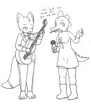  anthro bea_santello duo female frigadae gregg_lee guitar hi_res male male/female microfone monochrome musical_instrument night_in_the_woods plucked_string_instrument singing string_instrument video_games 