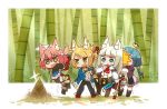  /\/\/\ 4girls 7th_dragon 7th_dragon_(series) :&lt; anger_vein animal_ear_fluff animal_ears bamboo bamboo_forest bamboo_shoot bangs bell bike_shorts black_bodysuit black_footwear black_shorts blonde_hair blue_eyes blue_hair blue_jacket blush bodysuit brown_shirt bubble_skirt cat_ears collared_shirt commentary_request crown eyebrows_visible_through_hair fang forest fox_ears frilled_skirt frills gloves green_eyes green_legwear hair_between_eyes hair_bobbles hair_ornament harukara_(7th_dragon) highres holding holding_sword holding_weapon ikurakun_(7th_dragon) jacket jingle_bell juliet_sleeves jumping long_hair long_sleeves low_twintails mini_crown momomeno_(7th_dragon) multiple_girls naga_u namuna_(7th_dragon) nature one_side_up open_clothes open_mouth parted_lips pink_hair puffy_sleeves red_footwear red_gloves samurai_(7th_dragon_series) shirt short_shorts shorts skirt standing striped striped_legwear surprised sword thighhighs thighhighs_under_boots triangle_mouth twintails vertical-striped_skirt vertical_stripes very_long_hair wavy_mouth weapon white_hair white_shirt wide_sleeves 