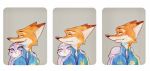  2020 anthro canid canine clothed clothing disney duo fox fur grey_body grey_fur hi_res judy_hopps lagomorph leporid mammal nick_wilde open_mouth open_smile orange_body orange_fur painting_(artwork) police_uniform rabbit red_fox shirt smile strawberry628_(artist) topwear traditional_media_(artwork) uniform watercolor_(artwork) zootopia 