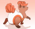  ambiguous_gender blush brown_body brown_eyes brown_fur diaper feral fur furgonomics imces looking_back nintendo pok&eacute;mon pok&eacute;mon_(species) solo video_games vulpix vulpix_day 