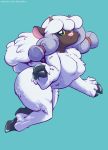  anthro big_hair breasts female hair hi_res hooves joelasko looking_at_viewer nintendo pok&eacute;mon pok&eacute;mon_(species) simple_background smile solo text url video_games wide_hips wooloo 