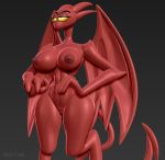  3d_(artwork) anthro artist_nighthia breasts demon digital_media_(artwork) dragon female genitals lucia_(satina) mature_female model pussy red_body red_skin satina_wants_a_glass_of_water solo wings yellow_eyes zbrush 