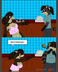  angry blouse clothing comic dark_fur digital_media_(artwork) female fur hair kitchen mammal maria_raccoonsuelo_(character) ponytail prank procyonid raccoon scared sibling sister sisters spanish_text text top xochitl_guadalupe_(character) yelling zorropx_(artist) 