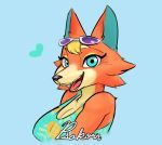  absurd_res animal_crossing anthro audie_(animal_crossing) breasts bust_portrait canid canine canis clothing eyewear female glasses hi_res mammal nintendo portrait psakorn_tnoi simple_background solo video_games wolf 