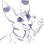  1:1 adondis anthro blue_and_white eeveelution happy hi_res male monochrome nintendo open_mouth pok&eacute;mon pok&eacute;mon_(species) pok&eacute;mon_mystery_dungeon scarf small_nose smile solo teeth umbreon video_games 