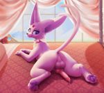  &lt;3 &lt;3_eyes 4_poster_bed 4_toes animal_genitalia animal_penis anus backsack balls bed bedroom blue_pupils blue_sky bodily_fluids butt canine_penis canopy_bed claws cloud collar collar_tag day detailed_background digitigrade eeveelution elise_(akeyalionprincess) erection espeon feral forehead_gem furniture gem genital_fluids genitals hi_res inside knot looking_at_viewer looking_back lying male name_tag nintendo on_bed on_front pattern_bedding pawpads paws penis penis_backwards pink_claws pok&eacute;mon pok&eacute;mon_(species) precum presenting presenting_anus presenting_hindquarters purple_eyes purple_pawpads raised_tail ruby_(gem) shadow sky smile snout solo spread_legs spreading toes translucent trigaroo video_games window 