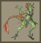  clothing dinosaur dromaeosaurid feathers female hi_res invalid_color loincloth priscillasheep reptile scalie solo stripes theropod tribal uthalla velociraptor 