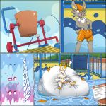  ! 1:1 2020 age_regression alternate_version_at_source anthro big_diaper black_bars bottomwear bucket cinderace clothing comic diaper eyes_closed fur grey_body happy lagomorph letterbox male mammal markings nintendo one_eye_closed open_mouth orange_body orange_fur outside pok&eacute;mon pok&eacute;mon_(species) red_eyes red_nose scorbunny shiny_pok&eacute;mon shorts sigh smile sound_effects splatinkle torn_clothing video_games water wet white_body white_fur white_markings yellow_inner_ear yellow_markings yellow_nose 