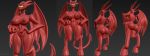  3d_(artwork) anthro breasts butt curvy_figure demon digital_media_(artwork) dragon female genitals hi_res horn lucia_(satina) model nighthia pussy red_body satina_wants_a_glass_of_water solo wings yellow_eyes zbrush 