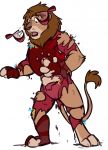  anthro binturongboy clothing exposed_wires felid hi_res lion male mammal pantherine solo torn_clothing transformation wild_kratts 