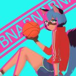  anthro black_body black_fur blue_body blue_eyes blue_hair brand_new_animal brown_body brown_fur canid canine clothed clothing female fluffy fluffy_tail fur hair hana-chan hi_res jacket mammal michiru_kagemori multicolored_eyes multicolored_hair pink_eyes raccoon_dog solo studio_trigger tanuki topwear 