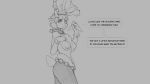  2020 anthro antlers big_breasts breasts capreoline cervid changeling_tale christmas clothing dialogue english_text female fur grey_background hair hat headgear headwear holidays horn looking_at_viewer malcolm_(changeling_tale) mammal monochrome nipples reindeer simple_background solo text watsup 