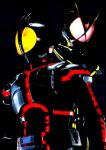  2boys 4ze_meteor antennae dark glowing glowing_eyes glowing_lines highres kamen_rider kamen_rider_555 kamen_rider_faiz kamen_rider_kaixa male_focus multiple_boys neon_trim rider_belt tokusatsu 