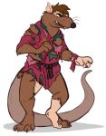  anthro bathrobe binturongboy clothing hi_res male mammal murid murine rat robe rodent solo splinter_(character) teenage_mutant_ninja_turtles torn_clothing transformation 