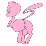  2016 3_fingers 3_toes anus balls big_penis butt digital_media_(artwork) fingers fur genitals legendary_pok&eacute;mon looking_away male mammal mew nintendo penis pink_body pink_fur pok&eacute;mon pok&eacute;mon_(species) rear_view simple_background solo toes video_games vilepluff white_background 