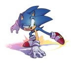  2020 action_pose anthro blue_body blue_fur clothing eulipotyphlan evan_stanley footwear fur gloves green_eyes handwear hedgehog hi_res male mammal pose shoes signature simple_background solo sonic_the_hedgehog sonic_the_hedgehog_(series) teeth video_games white_background 