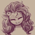  2020 accessory digital_media_(artwork) equid equine eyelashes eyes_closed female flower flower_in_hair friendship_is_magic hair hair_accessory headshot_portrait hi_res horse long_hair mammal monochrome my_little_pony napalm_express pear_butter_(mlp) plant pony portrait smile solo 