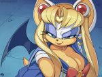  2020 anthro blue_eyes breasts chiropteran cleavage clothed clothing cosplay crossover crossover_cosplay digital_media_(artwork) eyelashes female hi_res krokobyaka lipstick makeup mammal red_lipstick rouge_the_bat sailor_moon_(character) sailor_moon_(series) smile solo sonic_the_hedgehog_(series) text url wings 
