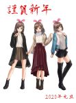  2020 3girls a.i._channel ai-pii_(kizuna_ai) aila alternate_costume bangs black_coat black_footwear black_shorts blue_jacket boots bow brown_hair brown_skirt coat commentary_request eyebrows_visible_through_hair full_body hair_bow hair_ornament hairband hairclip highres jacket kizuna_ai long_hair long_skirt long_sleeves looking_at_viewer love-chan_(kizuna_ai) love-pii_channel multicolored_hair multiple_girls open_mouth pink_bow pink_hair pink_hairband red_skirt scarf shirt shoes shorts simple_background skirt smile streaked_hair thigh_boots thighhighs translation_request turtleneck two-tone_hair virtual_youtuber white_background white_scarf white_shirt 