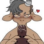  &lt;3 1:1 2020 alpha_channel ambiguous_focus ambiguous_gender anthro bodily_fluids bovid bovine broken_horn brown_body brown_fur cattle claws digital_media_(artwork) disembodied_penis duo erection fellatio fur genitals hair hi_res horn human human_on_anthro humanoid humanoid_genitalia humanoid_penis interspecies looking_at_viewer male male/ambiguous mammal manitka manitka_(character) nude oral oral_penetration orange_eyes penetration penile penis saliva saliva_on_penis sex simple_background solo_focus transparent_background 