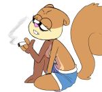  anthro aunt_maire breasts cigarette clothed clothing female mammal nickelodeon nipples rodent sandy_cheeks sciurid smoking solo spongebob_squarepants topless 