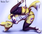  anthro bdsm bodily_fluids bondage bound canid canine canis clothed clothing cum digimon digimon_(species) dildo female fur genital_fluids genitals helpless hi_res legwear mammal masochism nastya_tan pantyhose pussy renamon sex_toy solo stockings submissive 