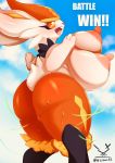 anthro areola big_breasts big_butt blush bodily_fluids breasts butt cinderace female fur genitals hi_res huge_areola huge_breasts huge_nipples huge_thighs lagomorph mammal nintendo nipples nude pok&eacute;mon pok&eacute;mon_(species) pussy signature smile solo thick_thighs usssar12 video_games white_body white_fur 