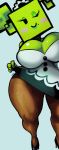  big_breasts breasts cleavage clothed clothing clothing_lift dress dress_lift female footwear green_body hi_res high_heels humanoid looking_at_viewer mario_bros mimi_(mario) nintendo noblood not_furry one_eye_closed paper_mario shoes solo thick_thighs video_games wide_hips wink 