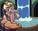  2020 angstrom big_butt blonde_hair breasts brown_body brown_skin butt dark_skin female hair hi_res humanoid hylian inside looking_back nintendo nude pool_(disambiguation) princess_zelda solo the_legend_of_zelda video_games water wind_waker young 