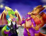  absurd_res activision adventurer alternate_universe anthro belly belt blake.zekky butler carpenter clothing confusion dragon group hi_res horn magnus_(spyro) male male/male muscular nestor_(spyro) scarf spyro spyro_the_dragon video_games wings 