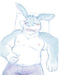  2014 anthro belly bulge clothing eyes_closed hi_res humanoid_hands kemono lagomorph leporid lying male mammal moobs navel nipples overweight overweight_male pillow rabbit sleeping solo underwear v2wolf 