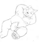  2014 anthro belly blush canid canine canis domestic_dog hi_res kemono male mammal moobs nipples one_eye_closed overweight overweight_male simple_background solo v2wolf white_background wink 