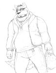 2016 ? anthro bottomwear canid canine canis clothing domestic_dog eyewear glasses hi_res hoodie humanoid_hands kemono male mammal overweight overweight_male pants simple_background solo topwear v2wolf white_background 