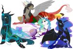 arthropod blush breasts chain changeling chimera cleavage clothed clothing draconequus equid fan_character female feral friendship_is_magic group hi_res horn hybrid mammal my_little_pony mythpony nightmare_moon_(mlp) princess_celestia_(mlp) queen_chrysalis_(mlp) translucent winged_unicorn wings 